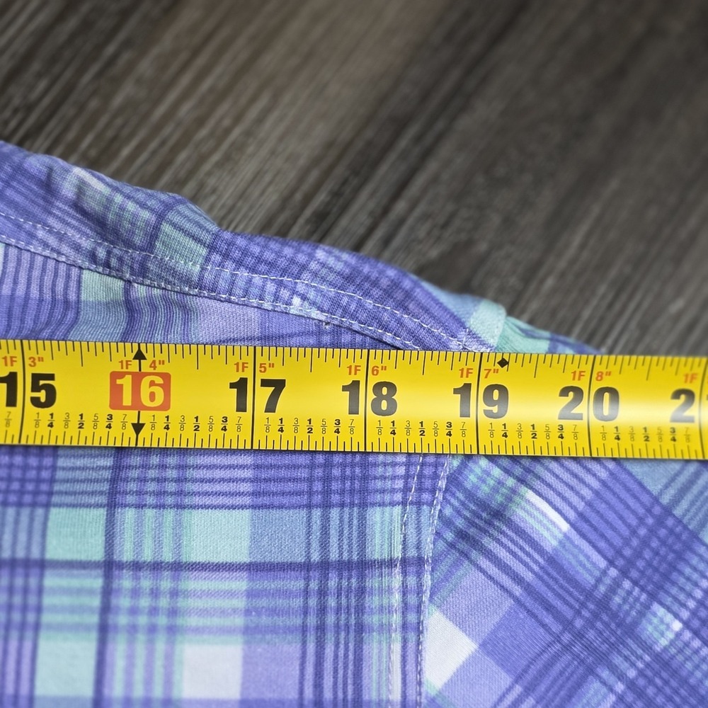 Tailorbyrd Shirt Mens XL Blue Green Plaid Button Down Short Sleeve Cotton Casual - Picture 5 of 6